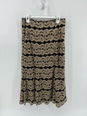 Joseph Ribkoff Black and Gold Sequin Embellished Lace A-Line Skirt